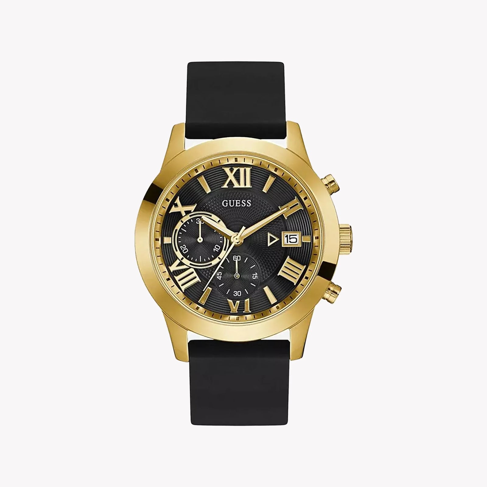 Guess Men's Gold Watch, Black Rubber Band | W1055g4 by i-watch