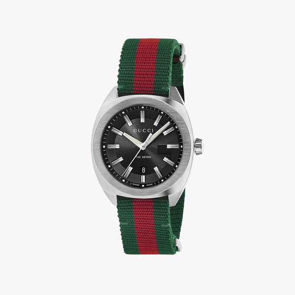 Gucci Men's Silver Watch, Black Dial | Ya142305 by i-watch