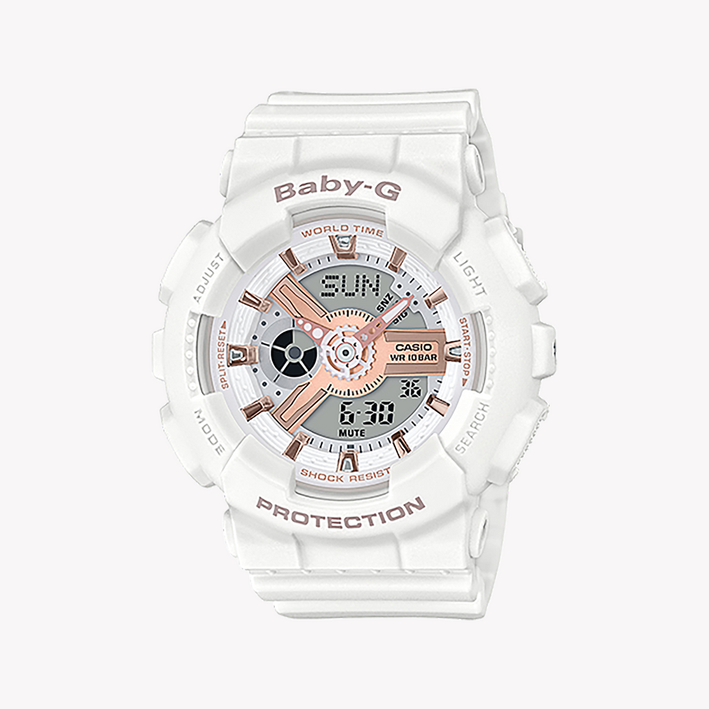 BABY-G BGA-250-7A3 GLEAMING WHITE - ELEGANT SPORTY DIGITAL WOMEN'S WATCH with Water Resistance & Versatile Functions