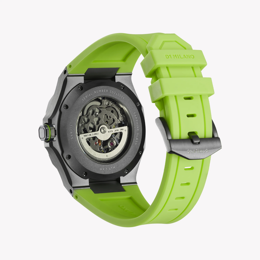 D1 MILANO Men's Grey Stainless Steel, Green Silicone | D1-SKRJ15 by i-watch