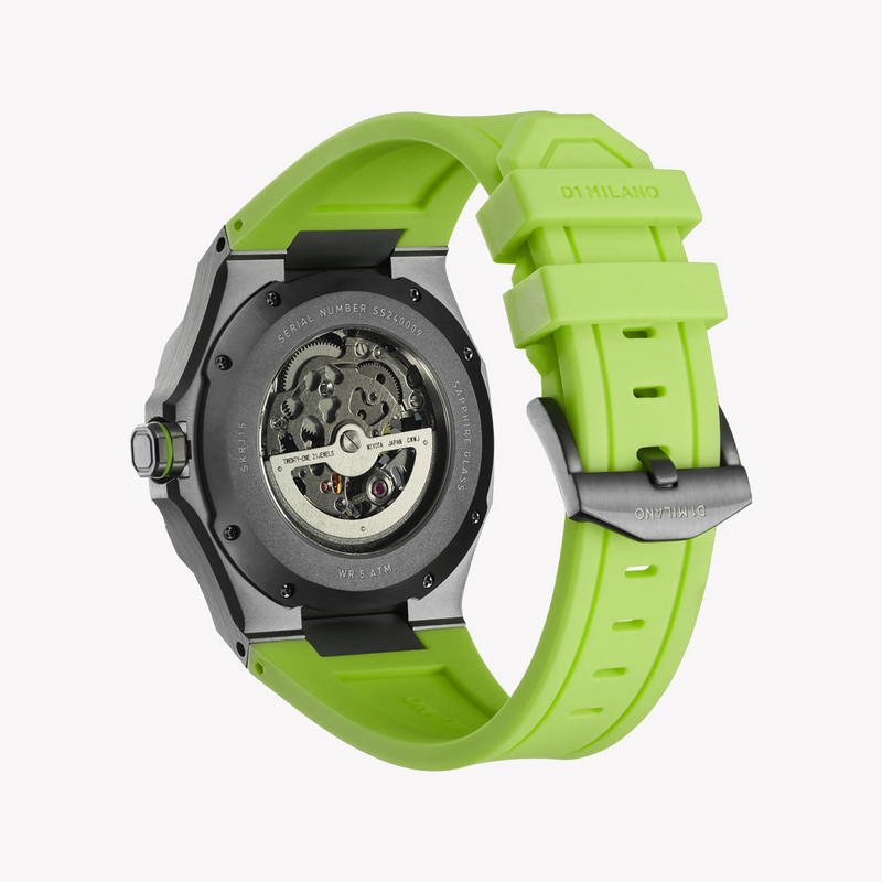D1 MILANO Men's Grey Stainless Steel, Green Silicone | D1-SKRJ15 by i-watch