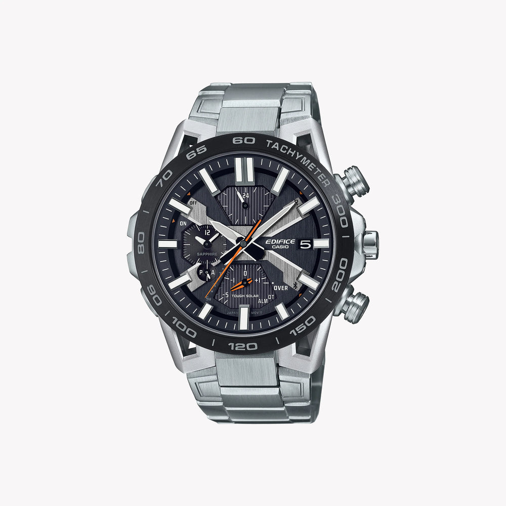 Casio Men's Silver Stainless Steel Watch, Black Accents | Eqb-2000db-1aer by i-watch