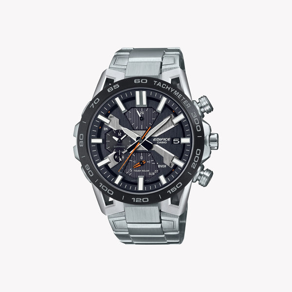 Casio Men's Silver Stainless Steel Watch, Black Accents | Eqb-2000db-1aer by i-watch