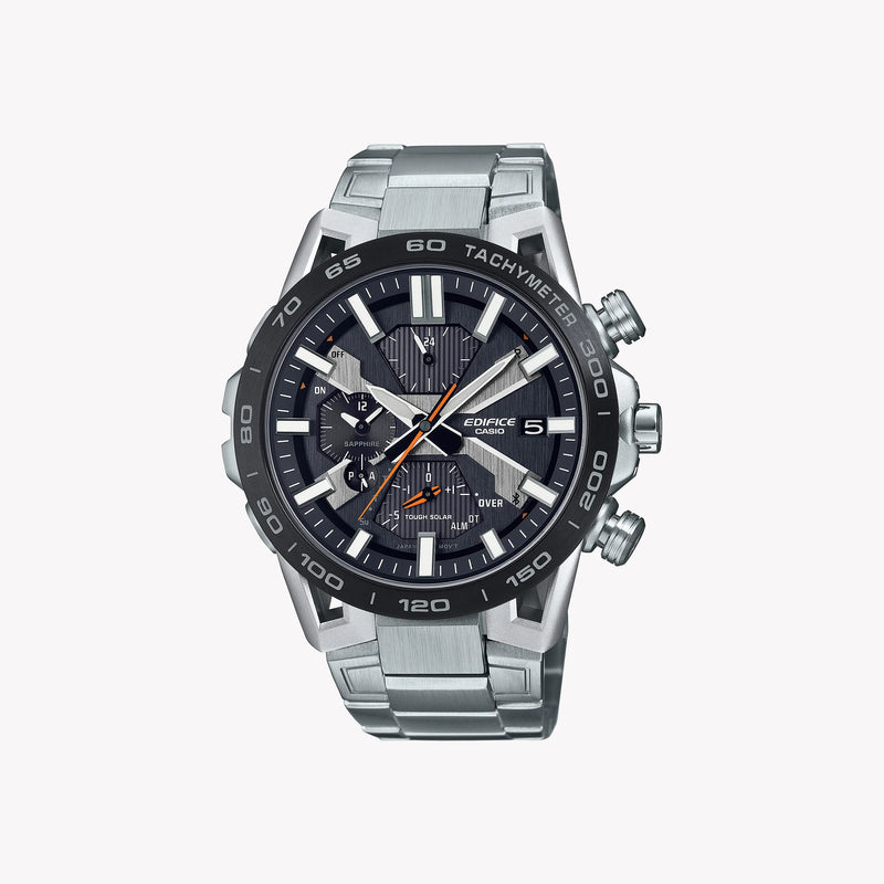 Casio Men's Silver Stainless Steel Watch, Black Accents | Eqb-2000db-1aer by i-watch