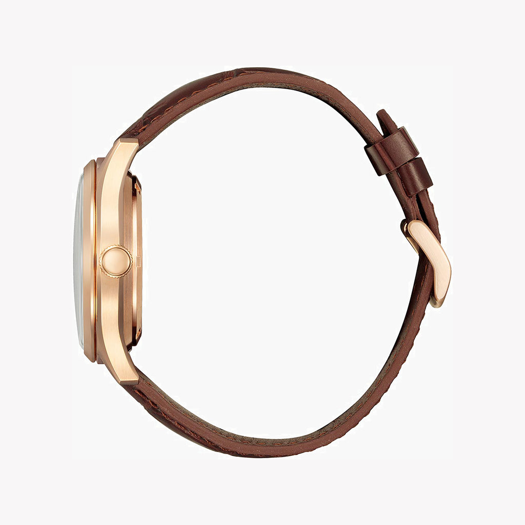 CITIZEN NH8393-05A - ELEGANT GOLD AUTOMATIC MEN'S WATCH WITH BROWN LEATHER BAND-i-Watch-3