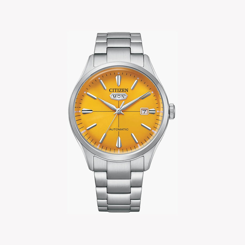 Dynamic Precision Men's Silver Stainless Steel Watch, Yellow Dial | Nh8391-51z by i-watch