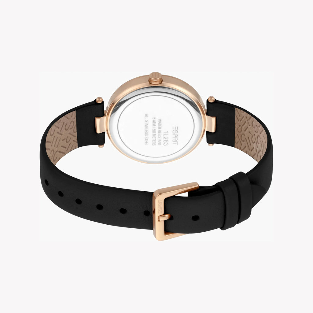 ESPRIT Women's Watch with Rose Gold Stainless Steel Case and Black Leather Band-i-Watch-3