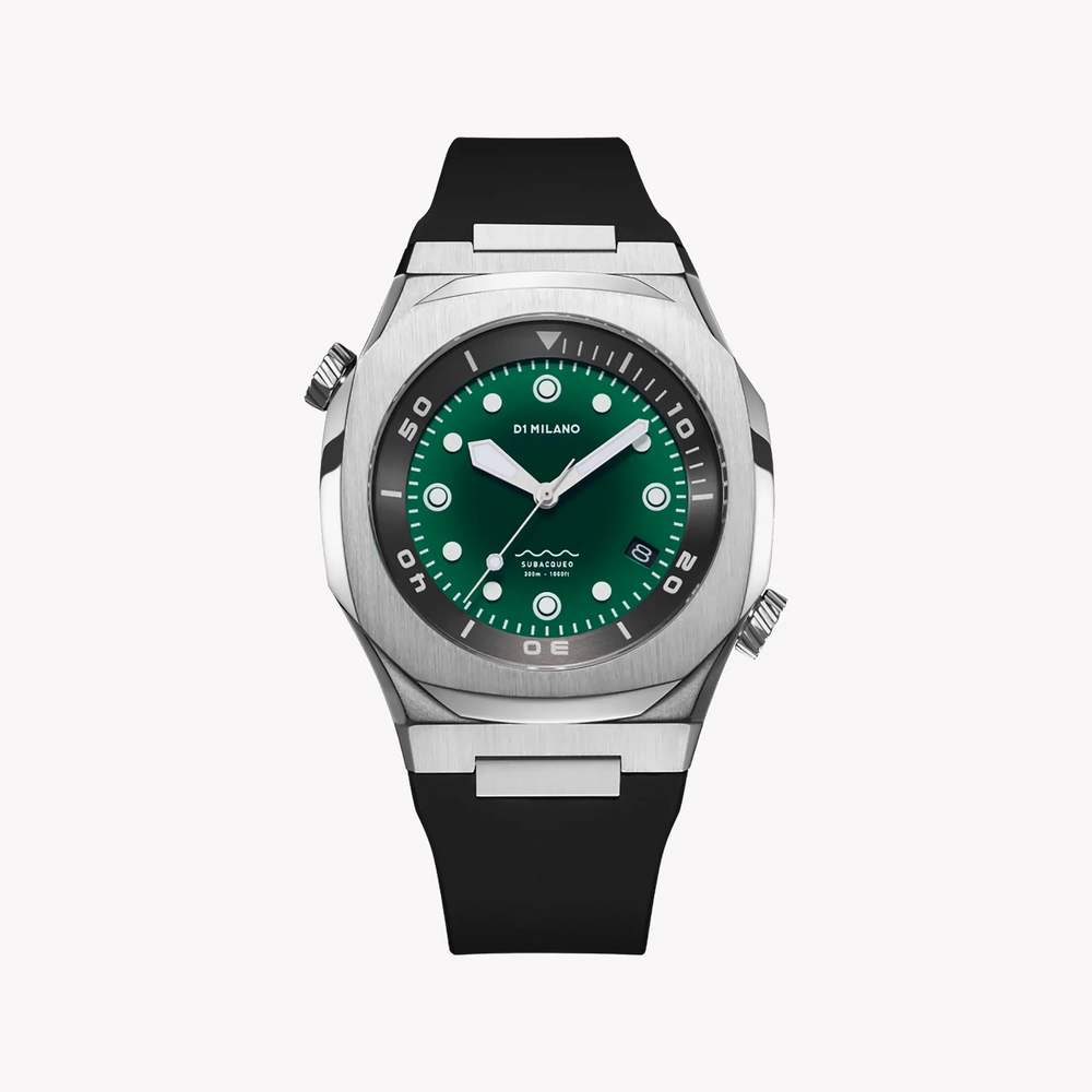 D1 MILANO Men's Silver Stainless Steel, Black Silicone | D1-DVRJ03 by i-watch