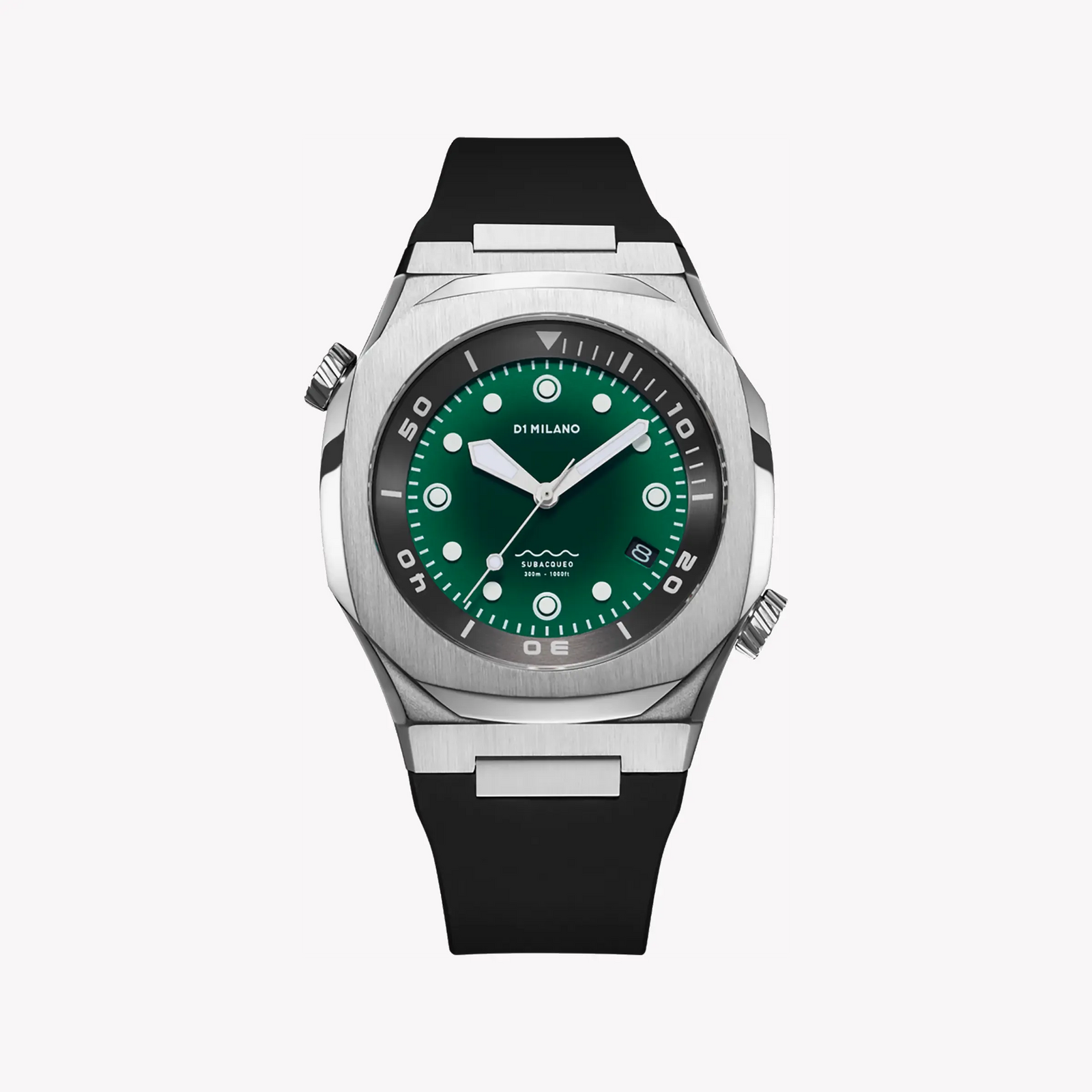 D1 MILANO Men's Silver Stainless Steel, Black Silicone | D1-DVRJ03 by i-watch