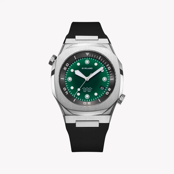 D1 MILANO Men's Silver Stainless Steel, Black Silicone | D1-DVRJ03 by i-watch