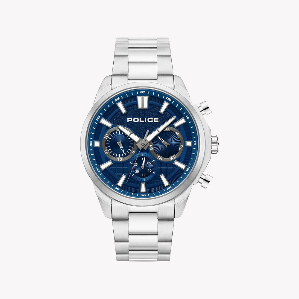 Police Men's Silver Stainless Steel, Blue Dial | Pewjk0021004 by i-watch