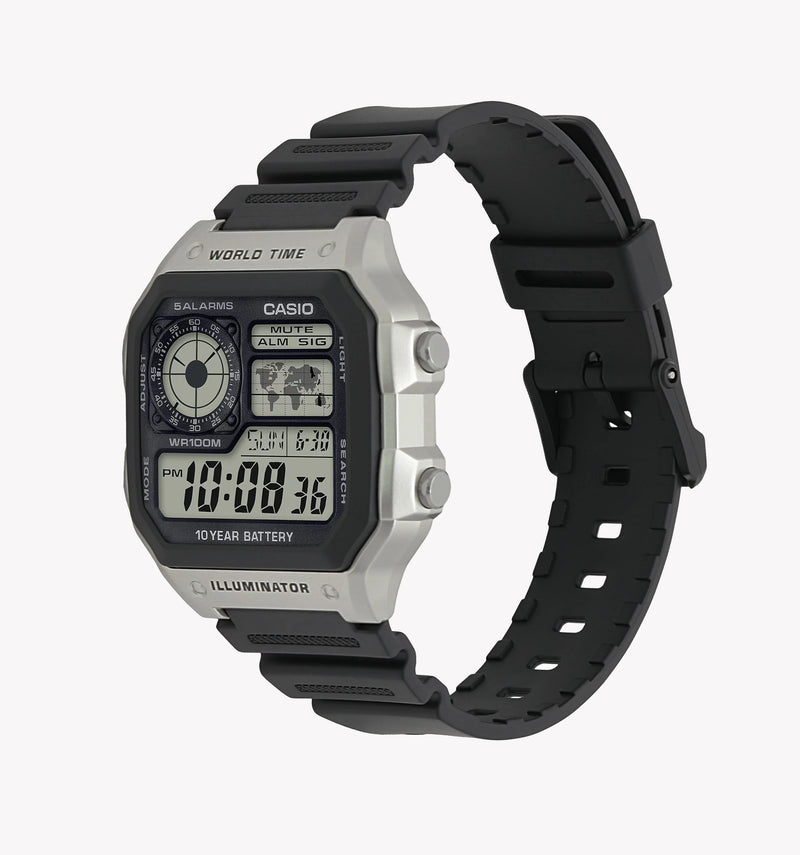 Casio Men's Resin Watch, Silver & Black | Ae-1200wh-1cvef by i-watch