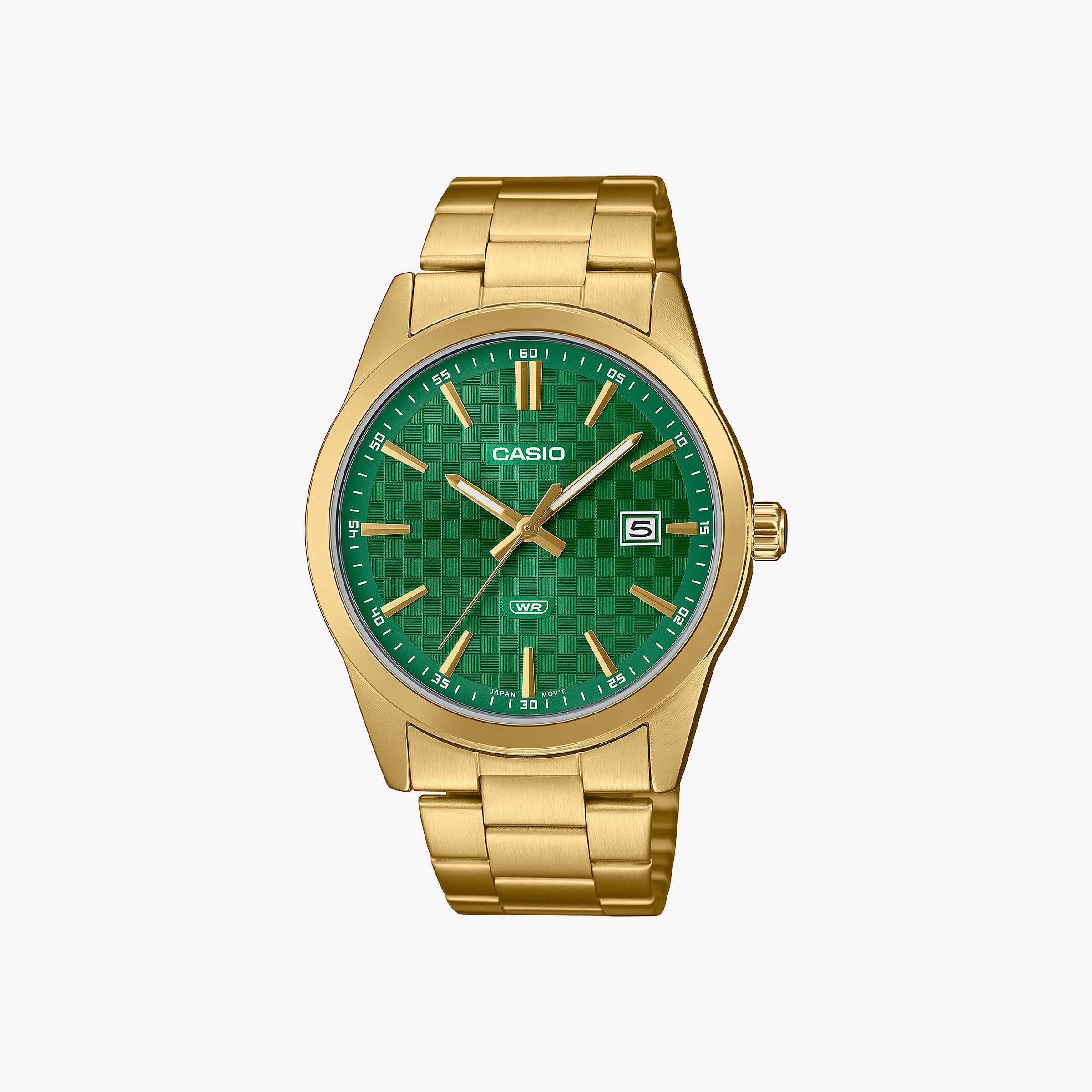 CASIO MTP-VD03G-3A BOLD GREEN DIAL - LUXURIOUS GOLD-PLATED MEN'S WATCH