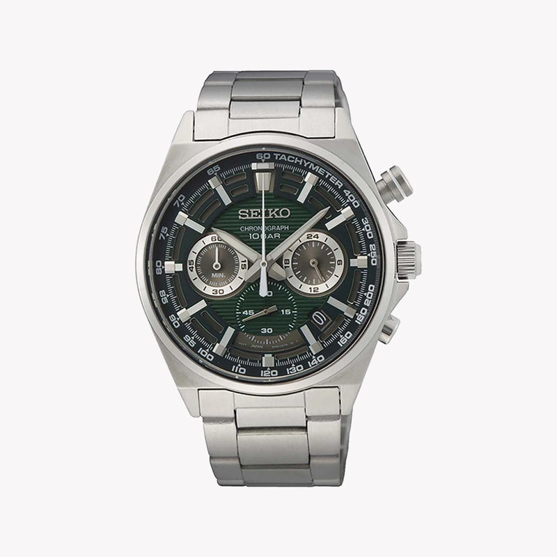 Seiko Men's Silver Stainless Steel, Dark Green Dial | Ssb405p1 by i-watch