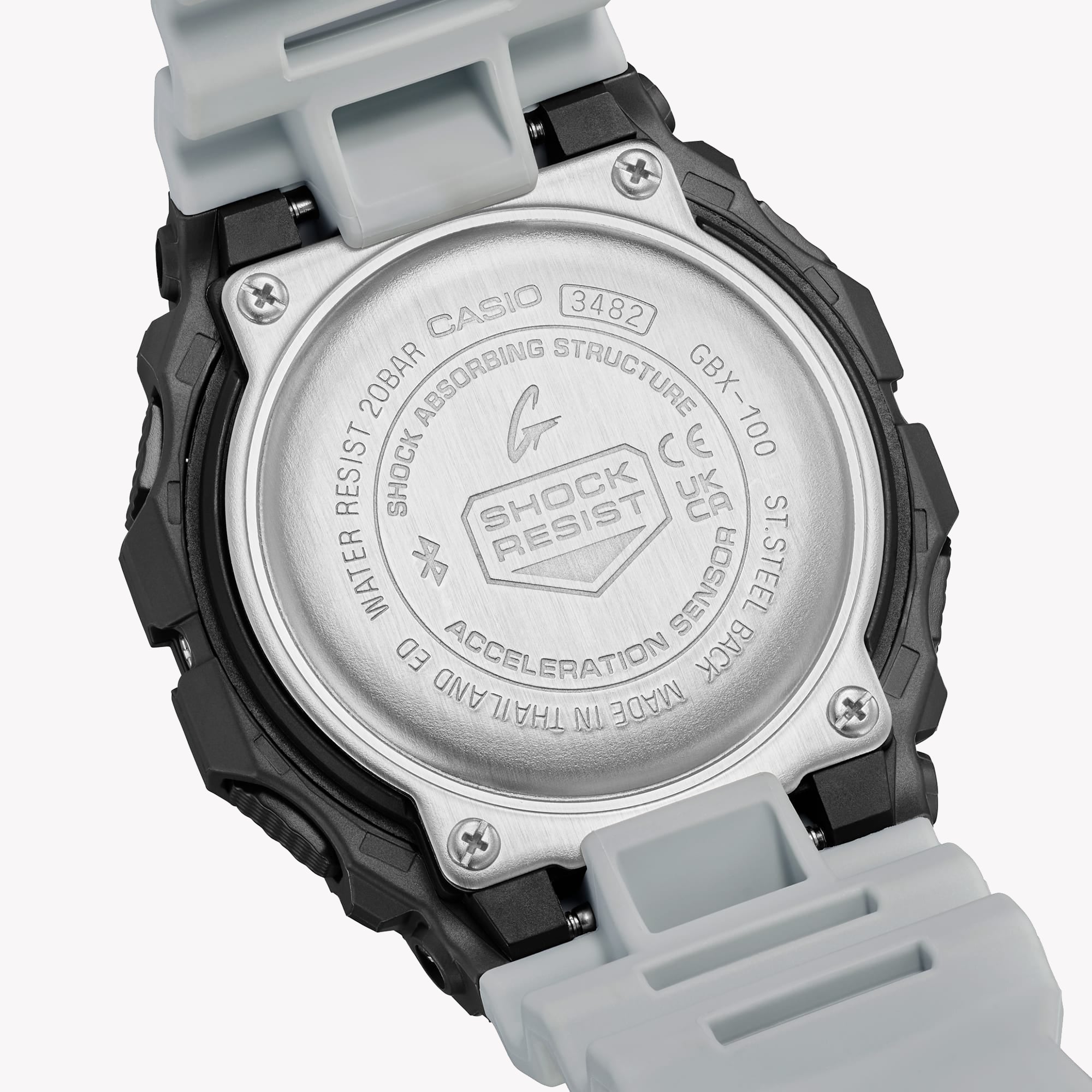 CASIO G-SHOCK GBX-100TT-8DR ELEMENTAL ADVENTURER - MEN'S WATCH WITH BLACK STAINLESS STEEL CASE AND WHITE BAND