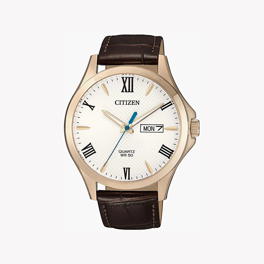 Citizen Bf2023-01a - Dynamic Sophistication Men's Chronograph Watch In Gold & Brown Leather by i-watch