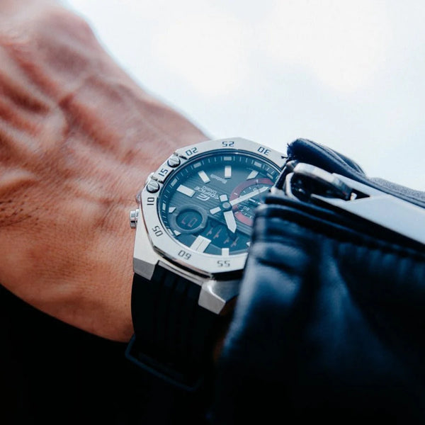 Casio Edifice Ecb-10p-1adf - Bold Performance Meets Sleek Design Men's Watch With Black Resin BAnd and Striking Black Dial by i-watch
