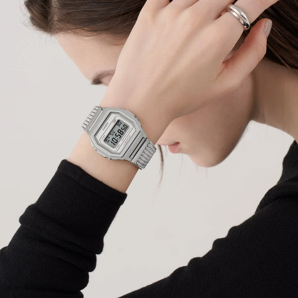 Casio Men's Silver Stainless Steel Watch, Digital Display | A1000ma-7ef by i-watch