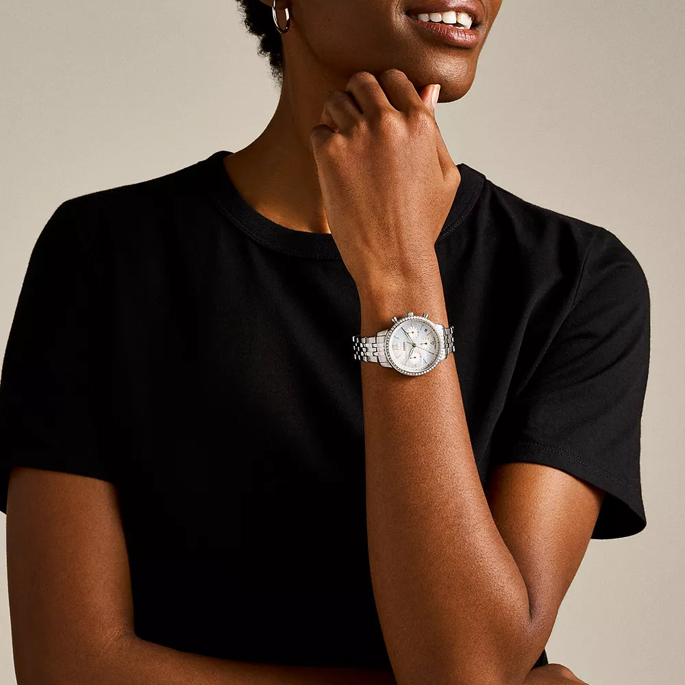 FOSSIL ES5357 RADIANT CHARM - ELEGANT SILVER STAINLESS STEEL WOMEN'S WATCH WITH WHITE DIAL-i-Watch-4