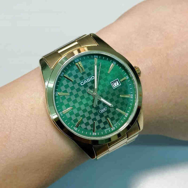 Casio Men's Gold Watch, Green Dial | Mtp-Vd03g-3a by i-watch