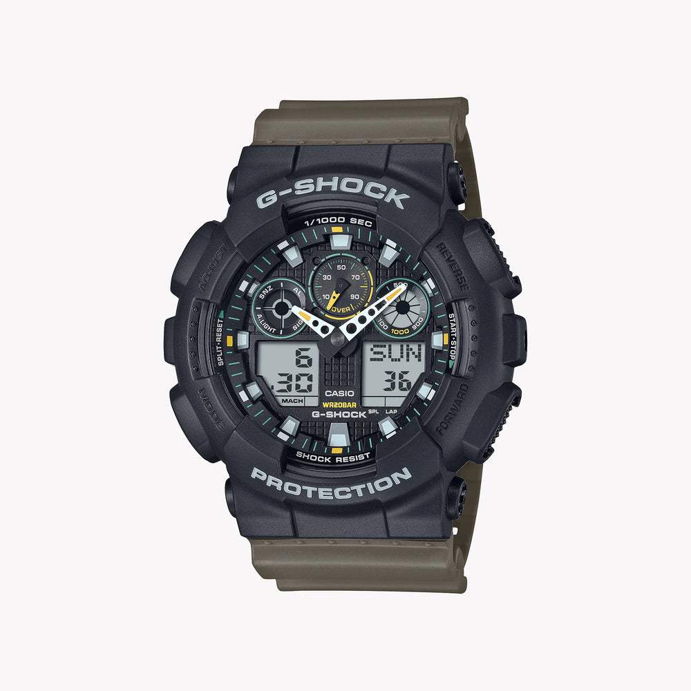Casio Men's Resin Watch, Black/Yellow | Ga-100tu-1a3e by i-watch