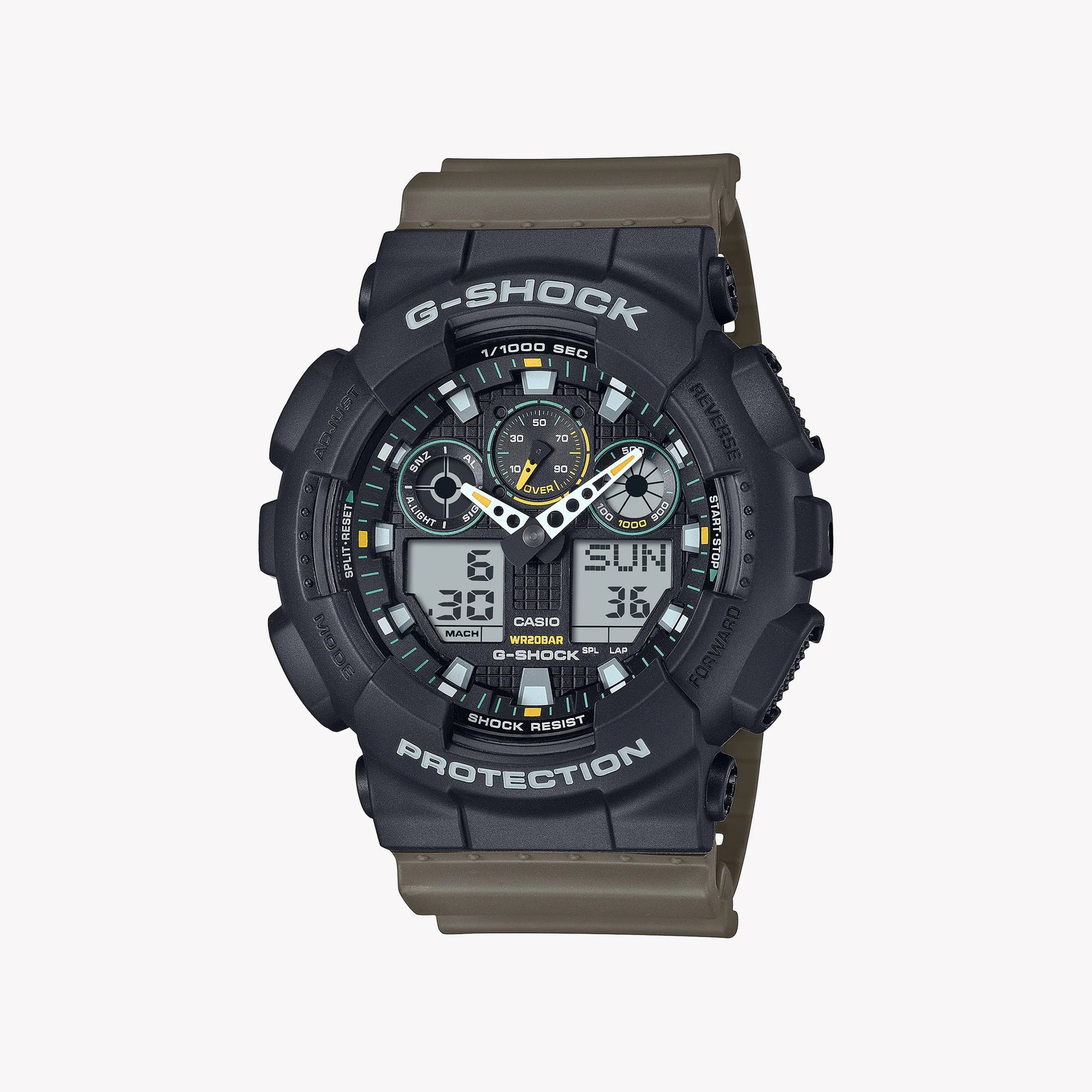 Casio Men's Resin Watch, Black/Yellow | Ga-100tu-1a3e by i-watch