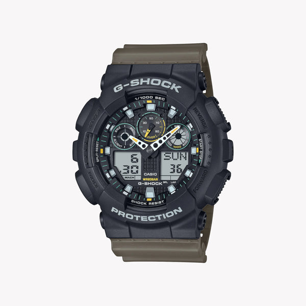 Casio Men's Resin Watch, Black/Yellow | Ga-100tu-1a3e by i-watch