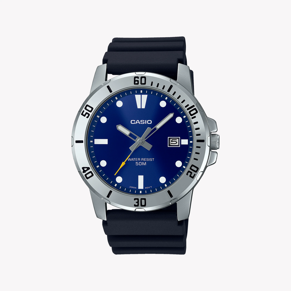 Mtp Men's Stainless Steel & Resin Watch, Silver Black | Mtp-Vd01-2evudf by i-watch