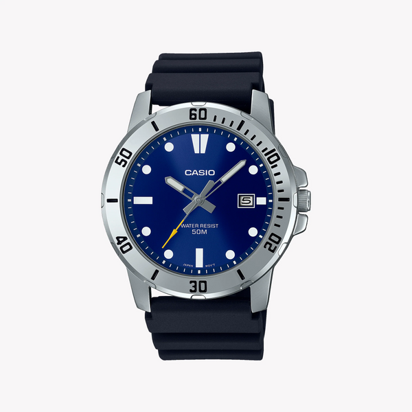 Mtp Men's Stainless Steel & Resin Watch, Silver Black | Mtp-Vd01-2evudf by i-watch