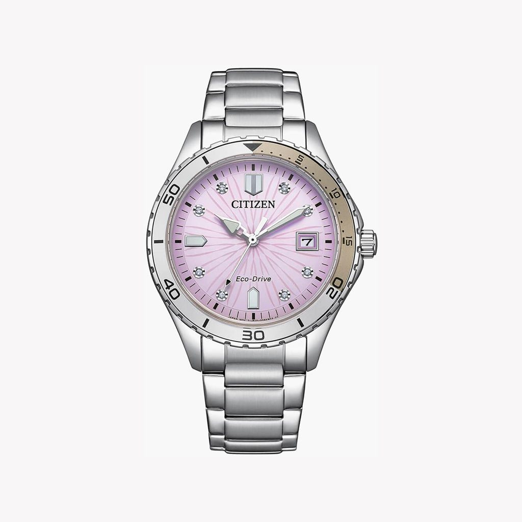 CITIZEN FE6170-88X - RADIANT CONFIDENCE: Modern Pink Dial & Silver Elegance Women's Watch