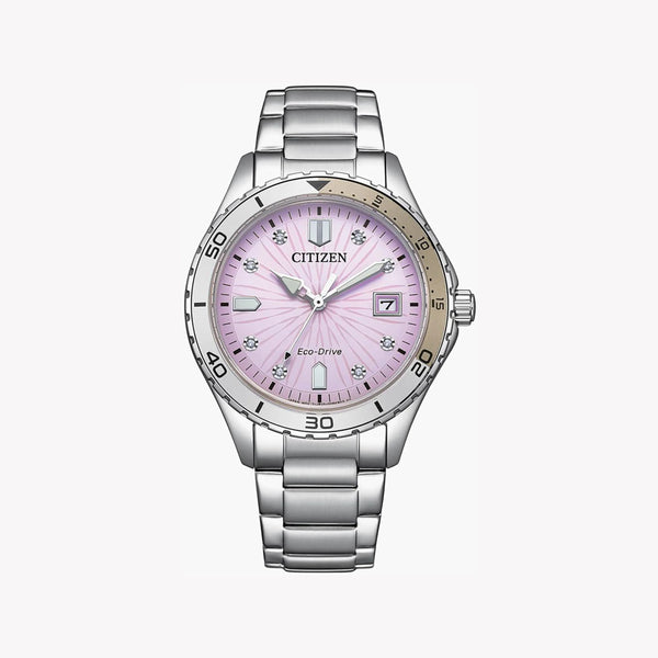 Citizen Women's Silver Stainless Steel, Pink Dial | Fe6170-88x by i-watch