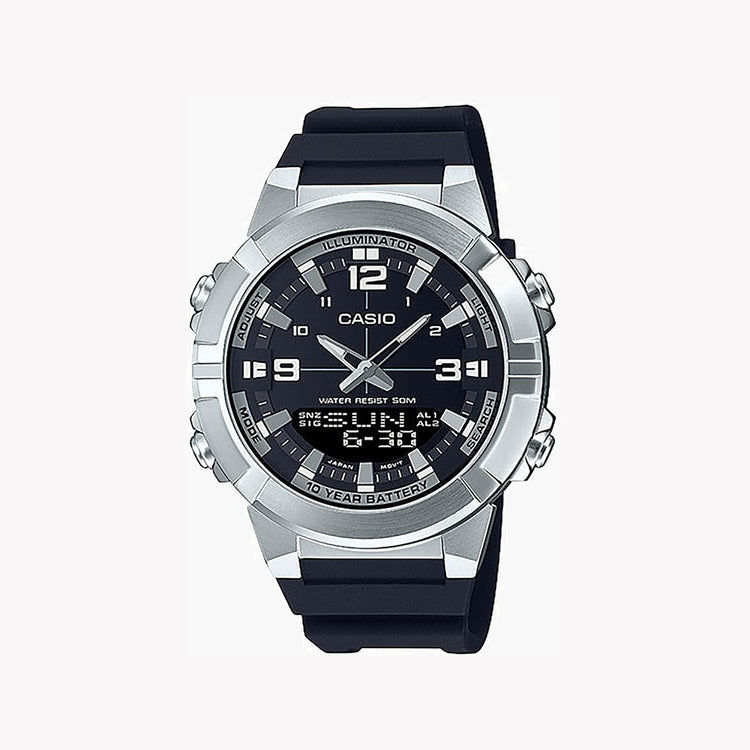 CASIO AMW-870-1AVDF BOLD ADVENTURER - SPORTY MEN'S WATCH with black resin band and striking black dial