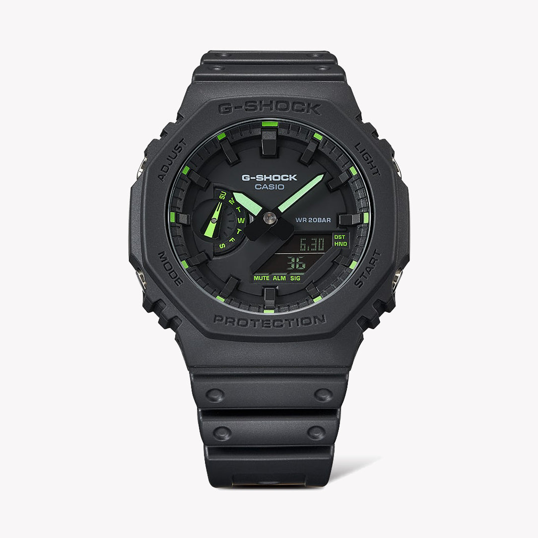 CASIO G-SHOCK GA-2100-1A3 OAK - Neon Green Index Men's Watch