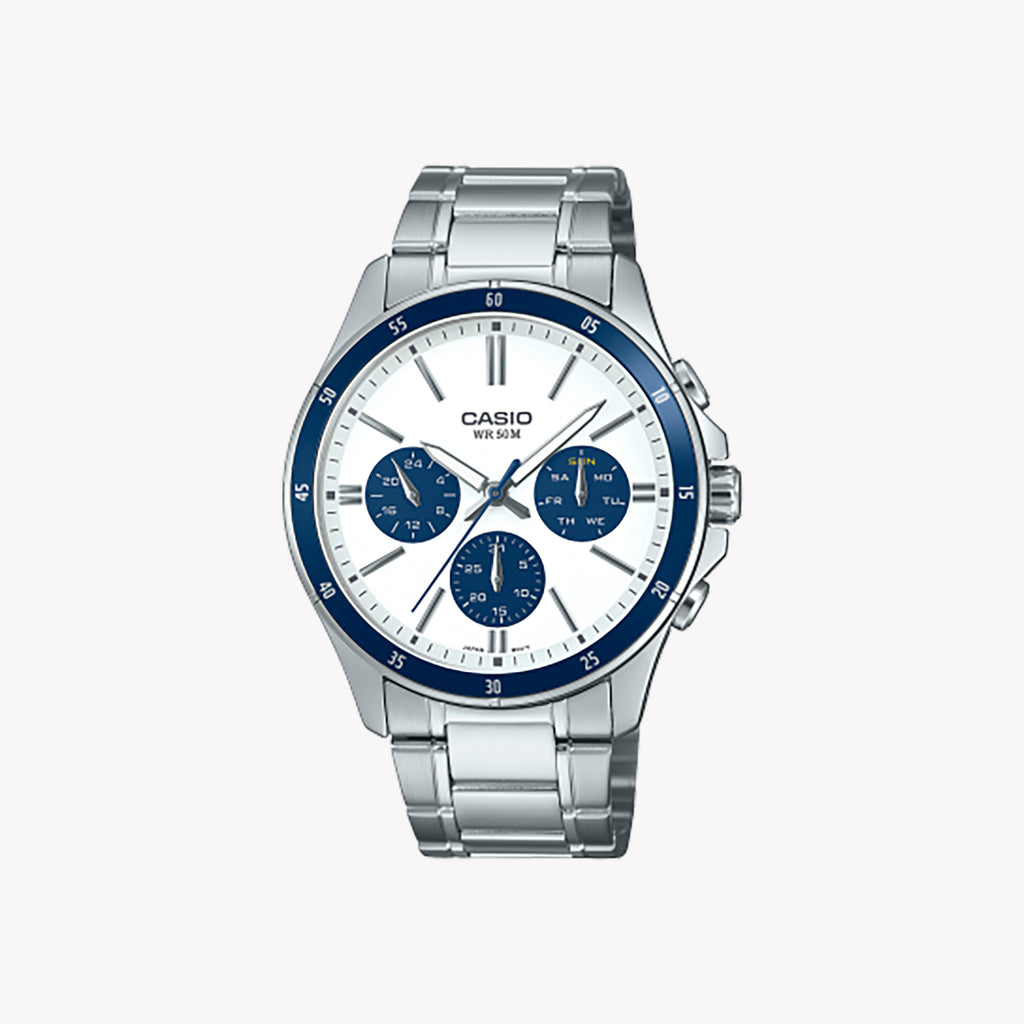 MTP-1374D-7A2VDF - TIMELESS ELEGANCE MEN'S WATCH WITH STAINLESS STEEL BRACELET & WHITE DIAL