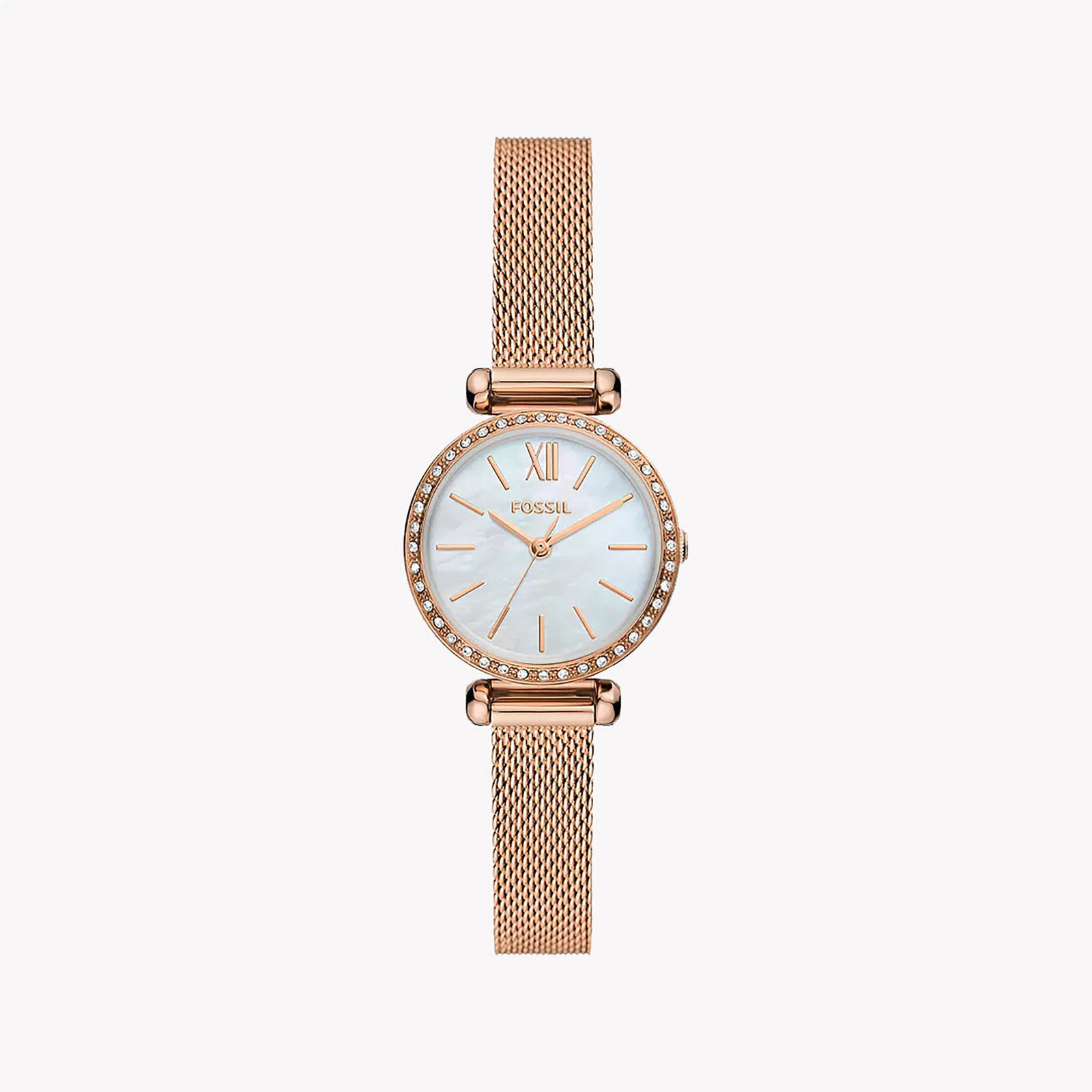 Fossil Women's Rose Gold Mesh Watch, White Dial | Bq3897 by i-watch
