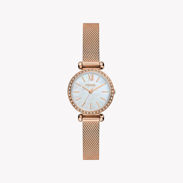 Fossil Women's Rose Gold Mesh Watch, White Dial | Bq3897 by i-watch