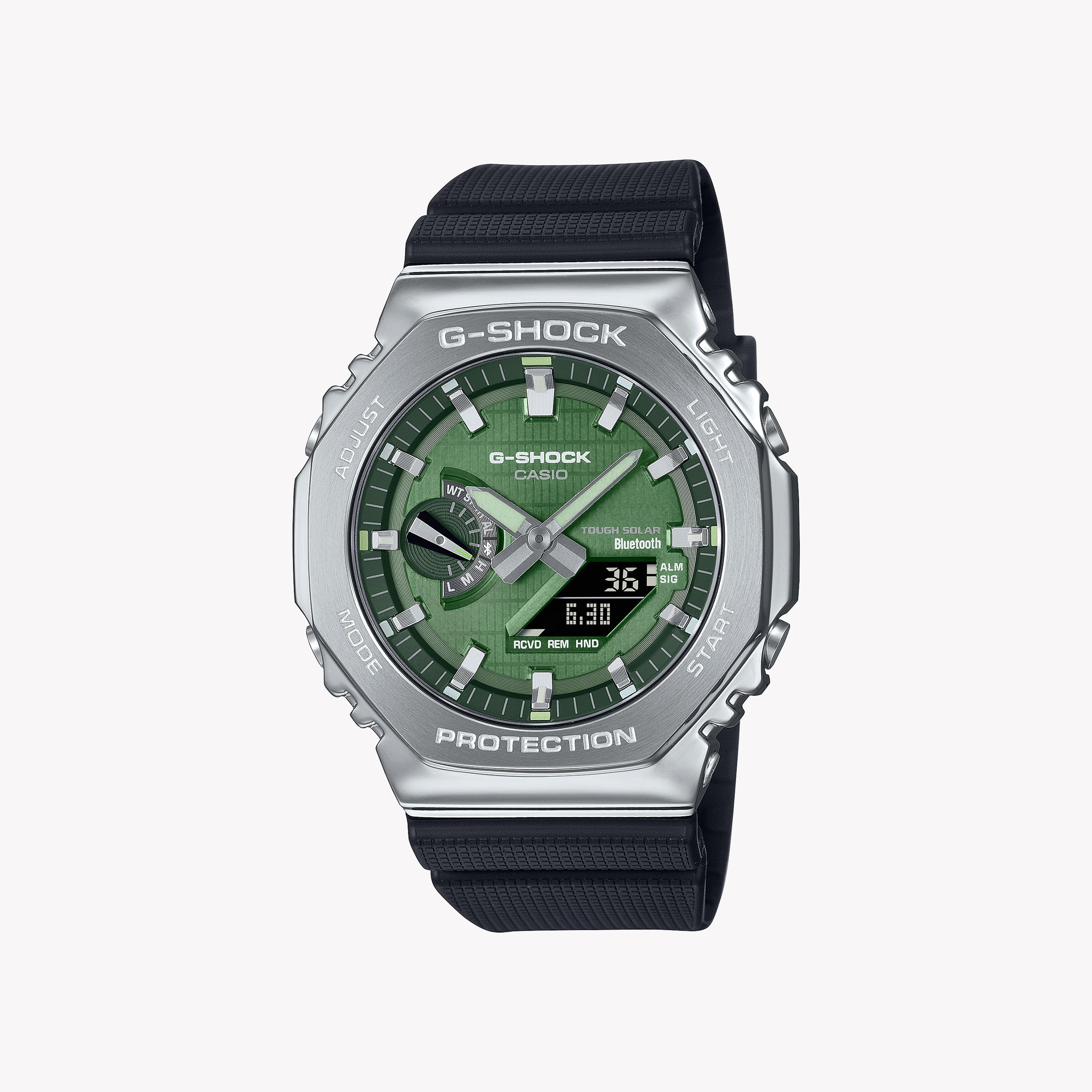 Casio G-Shock Men's Silver & Green Watch, Resin Band | Gbm-2100a-1a3er ...
