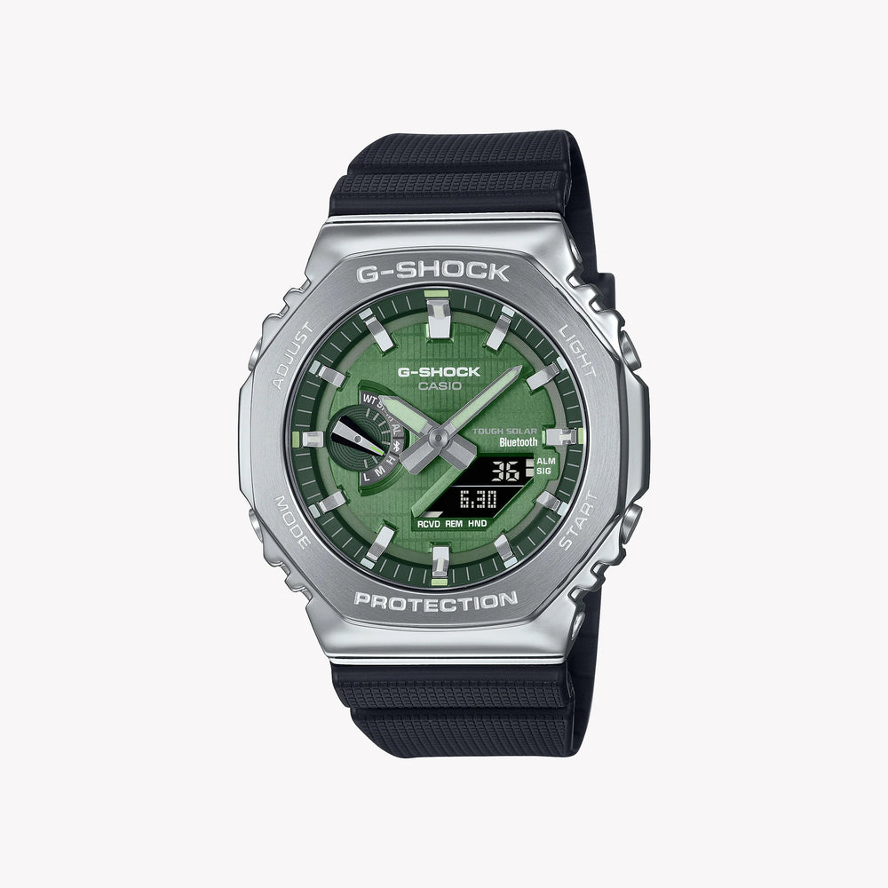 Casio G-Shock Men's Silver & Green Watch, Resin Band | Gbm-2100a-1a3er by i-watch