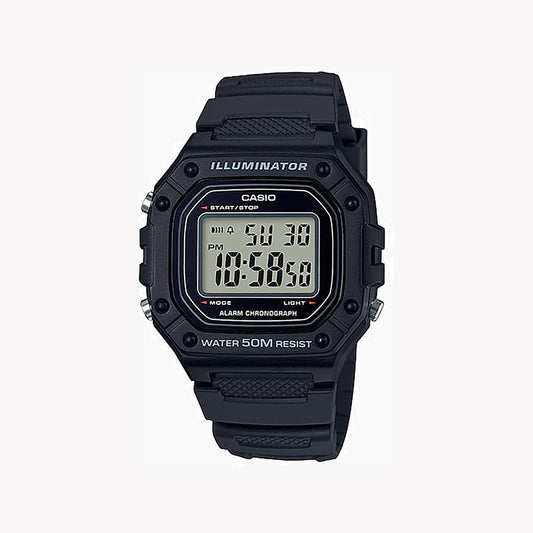 Casio W-218H-1AV Digitale schwarze Herrenuhr