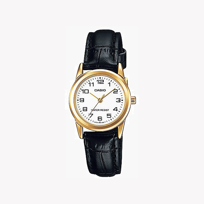 Casio Women's Gold Stainless Steel Watch, Black Leather | Ltp-V001gl-7b by i-watch