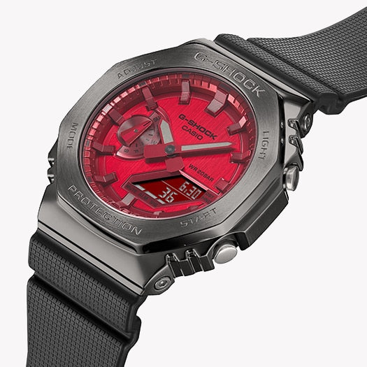 CASIO G-SHOCK GM-2100B-4ADR BOLD SPORTY ELEGANCE - MEN'S WATCH WITH GRAY RESIN BAND & RED DIAL