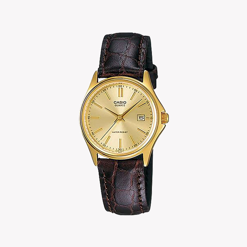 Timeless Elegance Women's Gold Watch, Leather Strap | Ltp-1183q-9adf by i-watch
