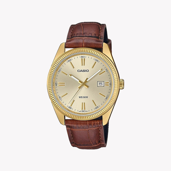 CASIO MTP-1302PGL-9AVEF - TIMELESS ELEGANCE MEN'S WATCH WITH GOLD-TONE CASE & BROWN LEATHER STRAP