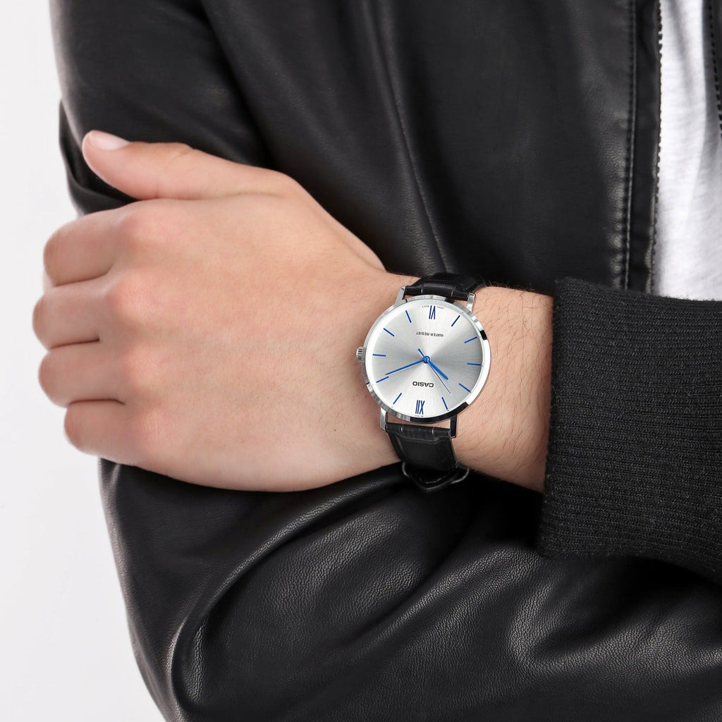 CASIO MTP-VT01L-7B1 BOLD ELEGANCE - MEN'S STAINLESS STEEL & LEATHER WATCH-i-Watch-4