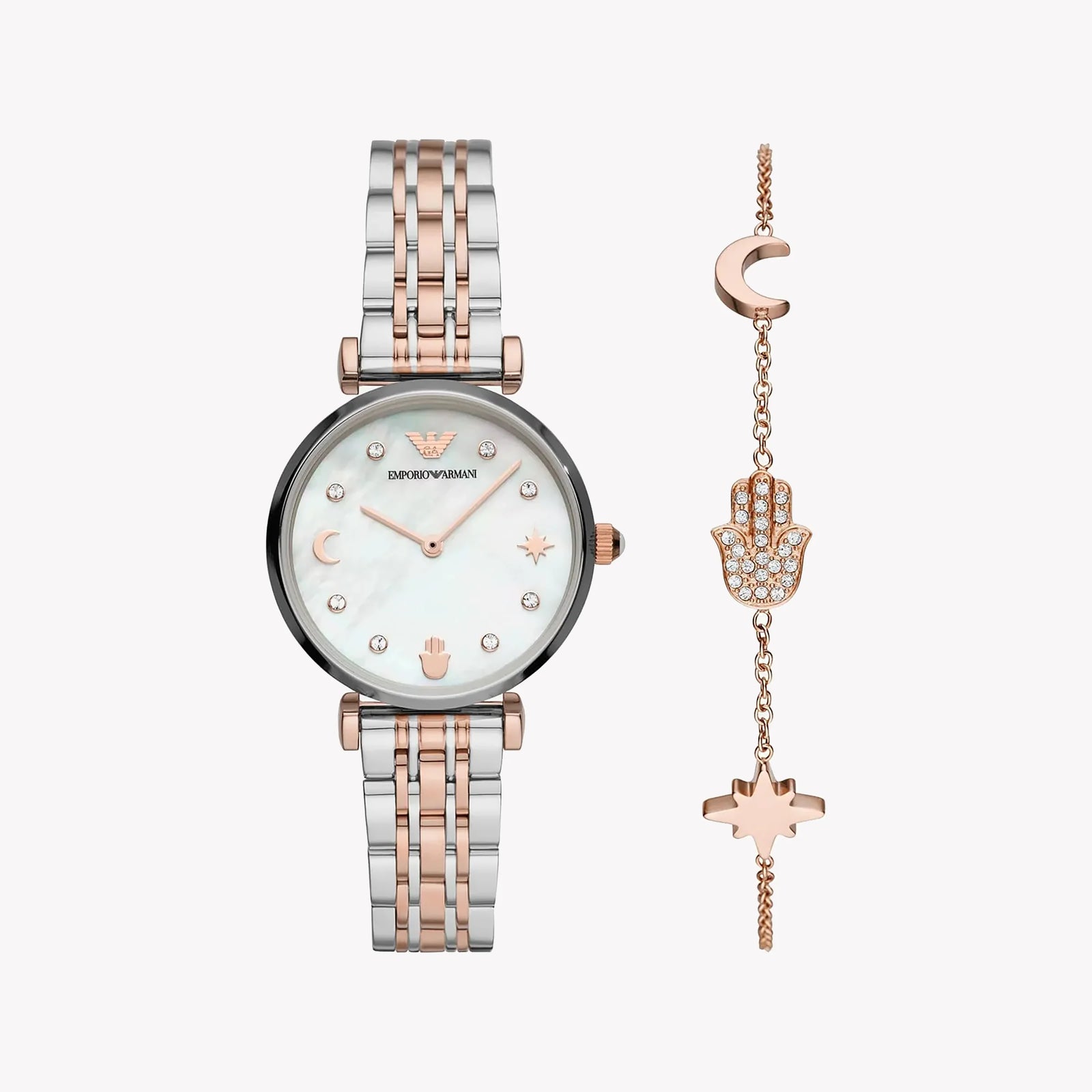 Emporio Armani Women's Silver & Rose Gold Watch, White Dial | Ar80037 by i-watch