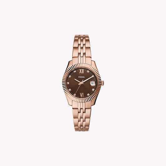 Montre Scarlette à trois aiguilles avec date en acier inoxydable doré rose ES5324