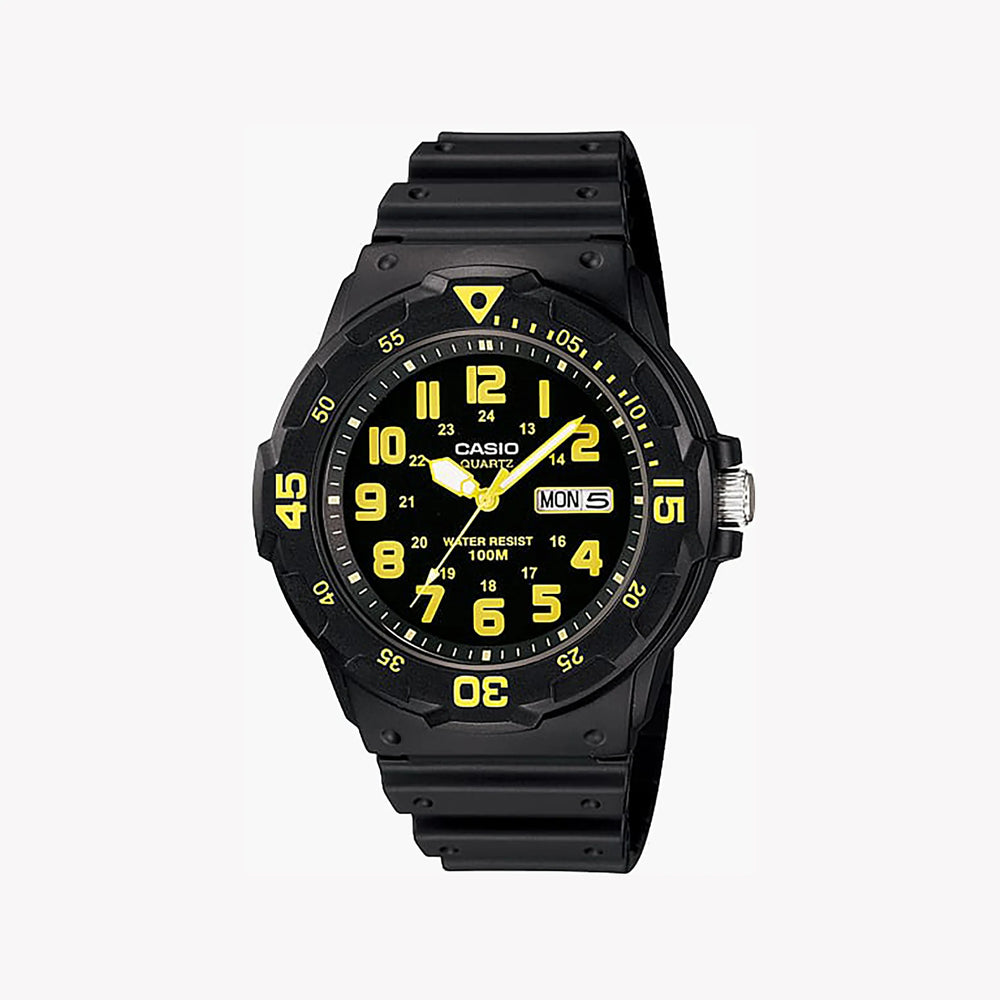 Casio Men's Black Resin Watch, Yellow Dial | Mrw-200h-9bvdf by i-watch