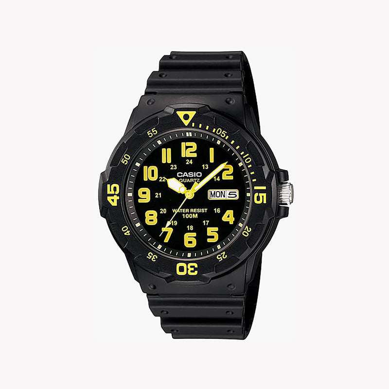 Casio Men's Black Resin Watch, Yellow Dial | Mrw-200h-9bvdf by i-watch