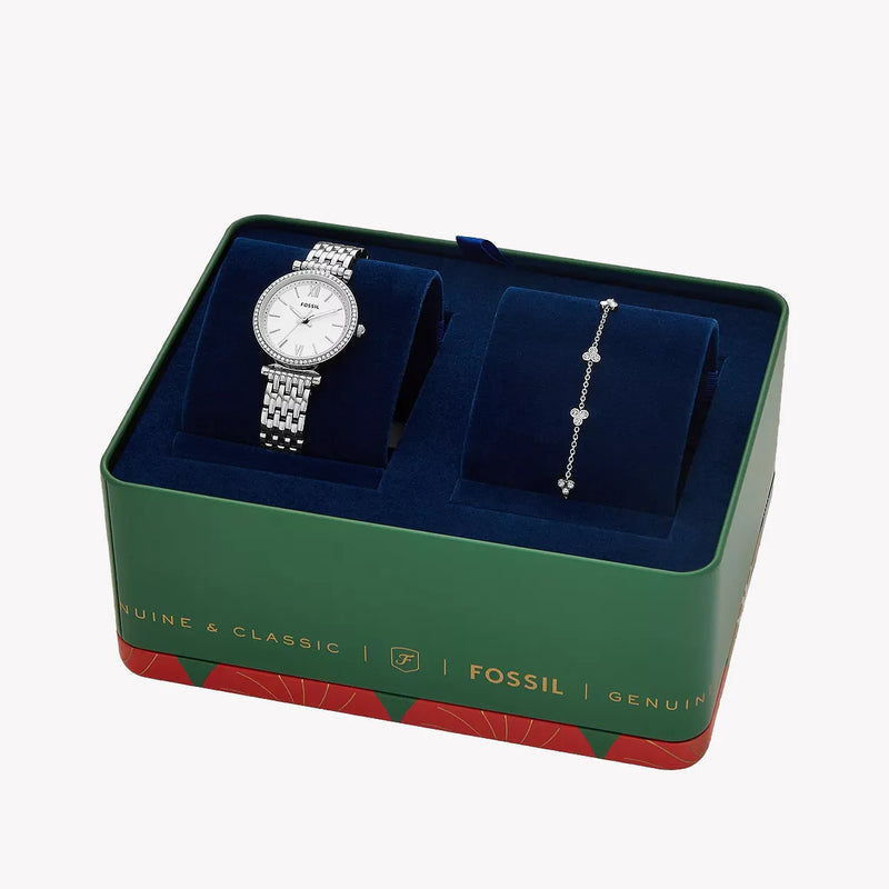 Fossil Women's Silver Stainless Steel Watch, White Dial | Es5315set by i-watch