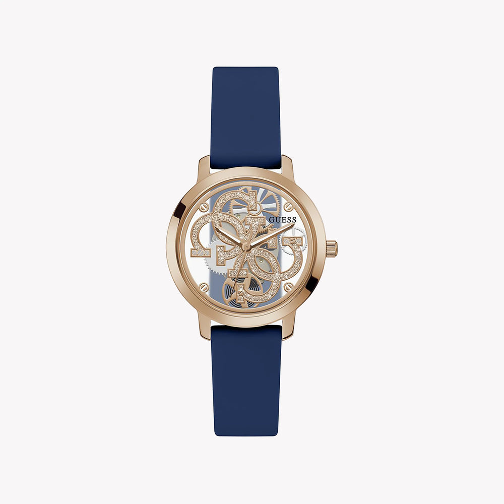 Guess Women's Rose Gold Watch, Blue Silicone Band | Gw0452l1 by i-watch